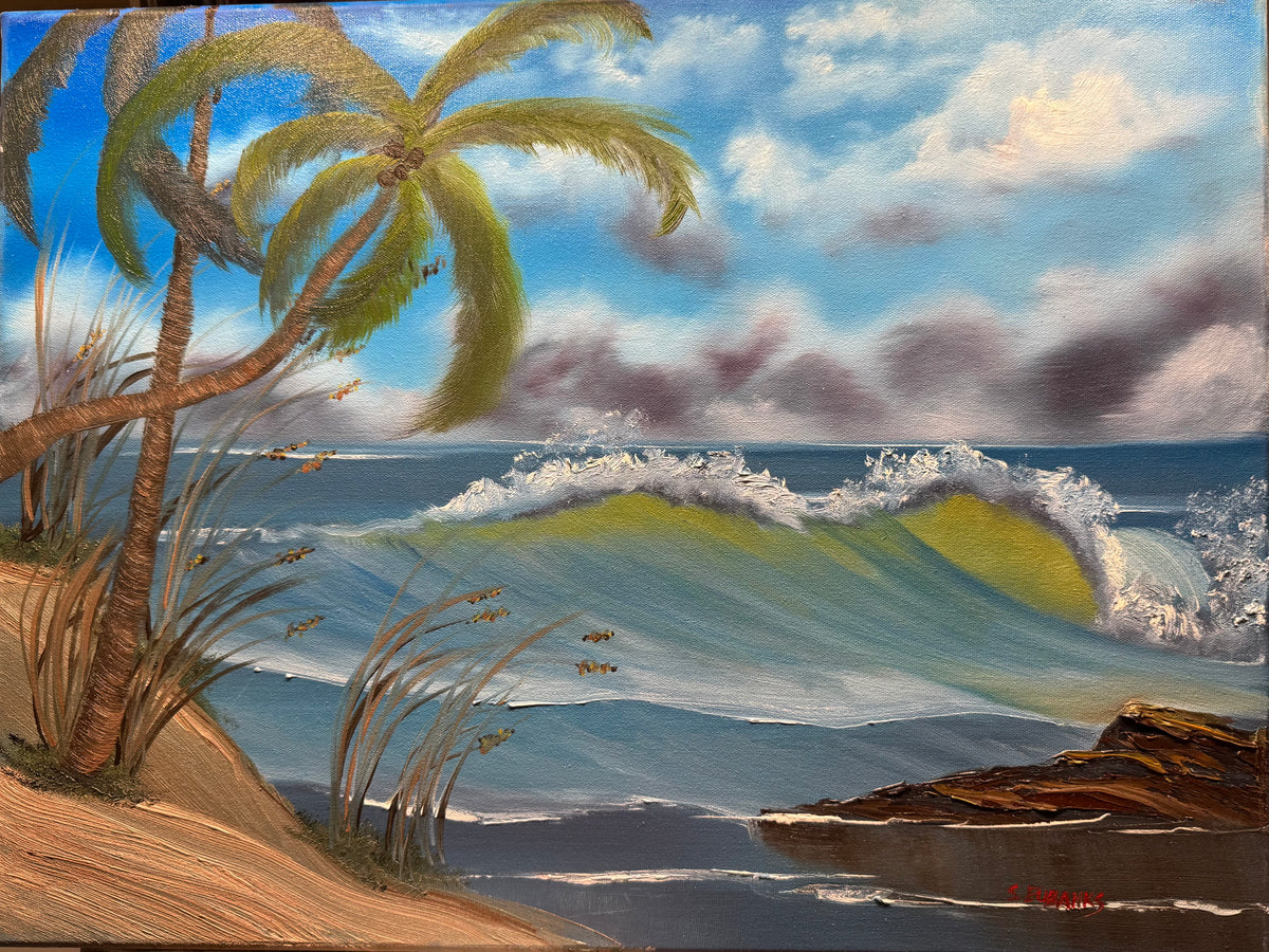 (12) Oil painting on 18x24 canvas only. Seascape with incoming storm