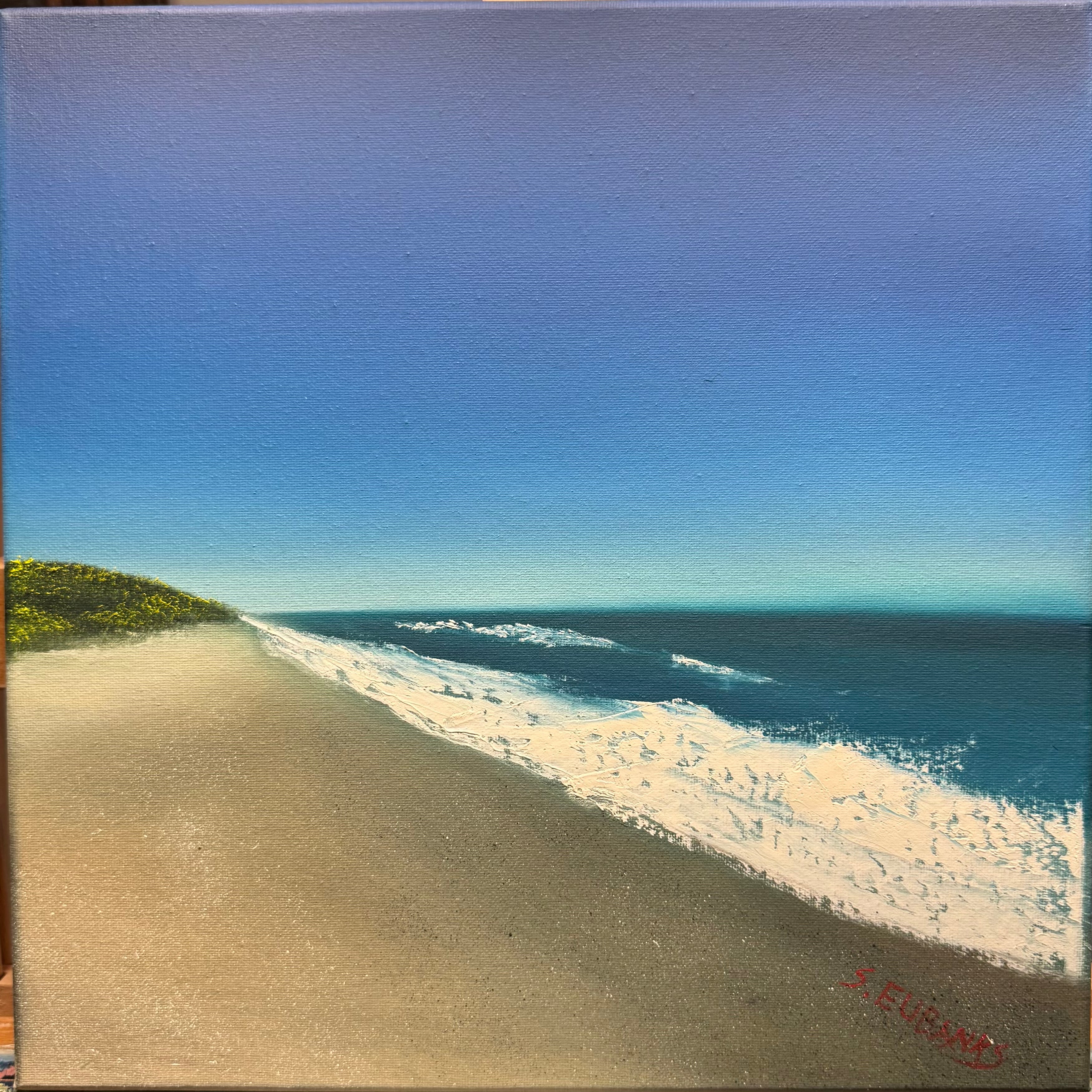 (21) "Playlinda Beach" Oil painting on 14x14 canvas only.