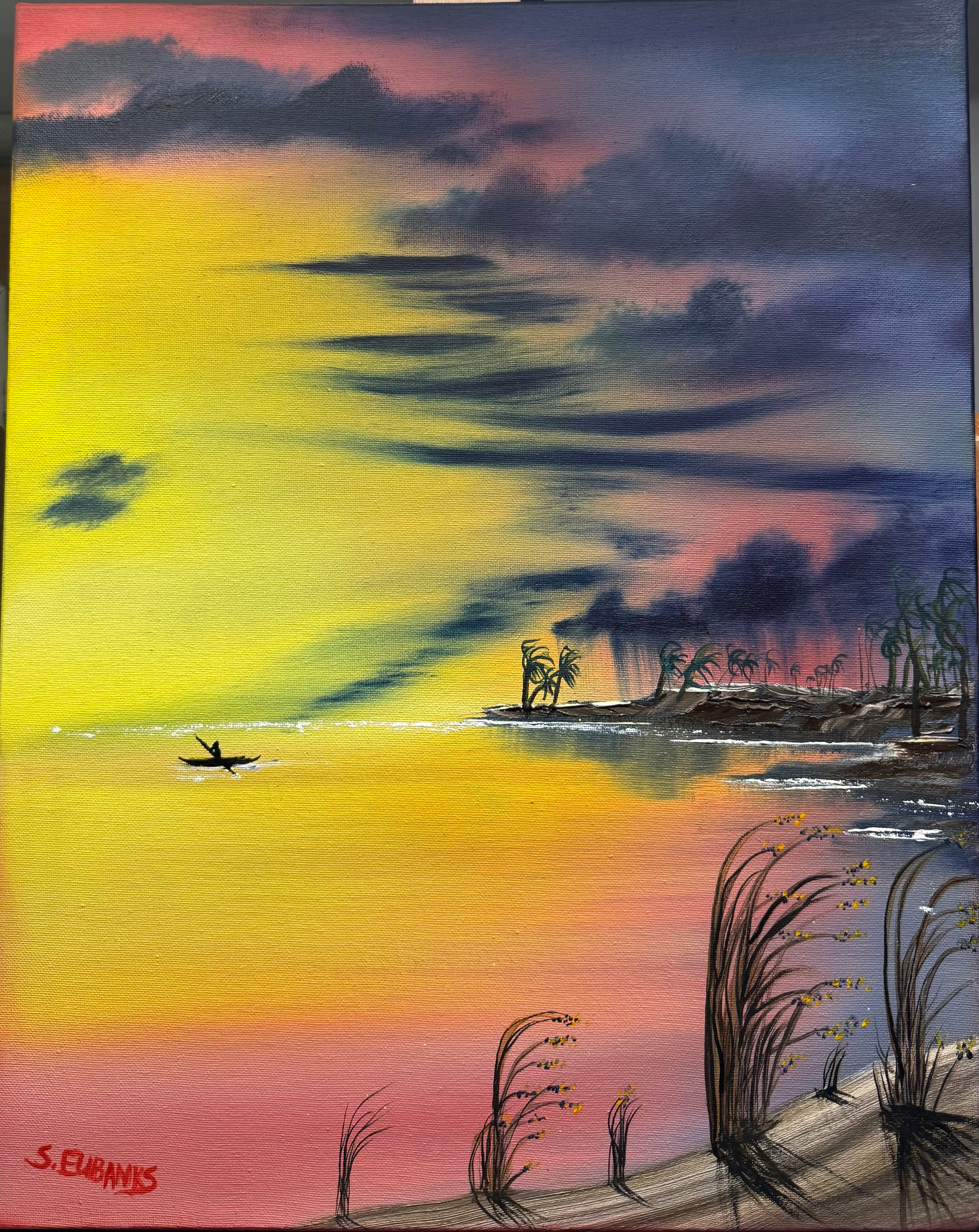 AN “Kayaking at Sunset” 16”x20” Oil on Canvas