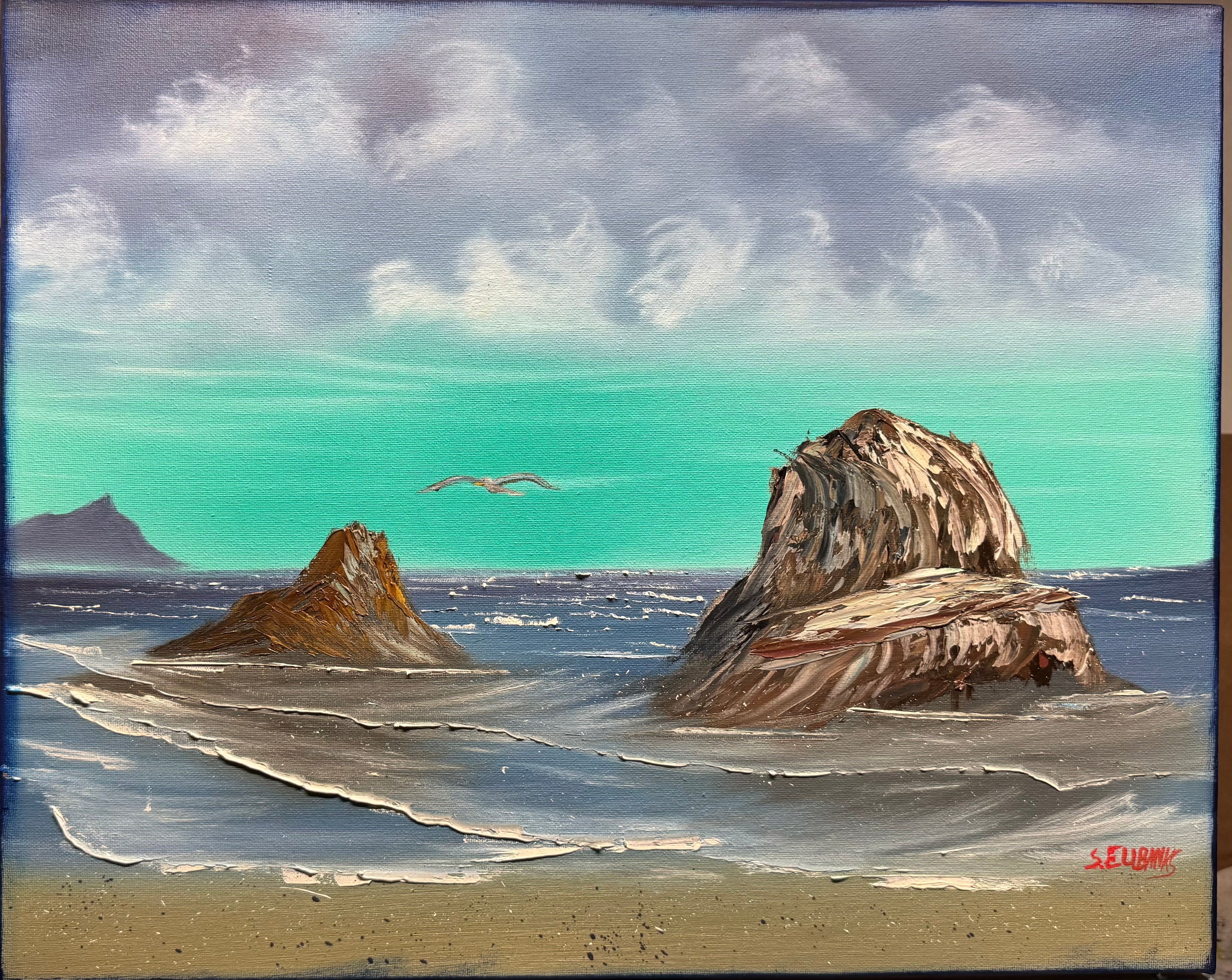 AJ “Rocky Beach” 16”x20” Oil on Canvas