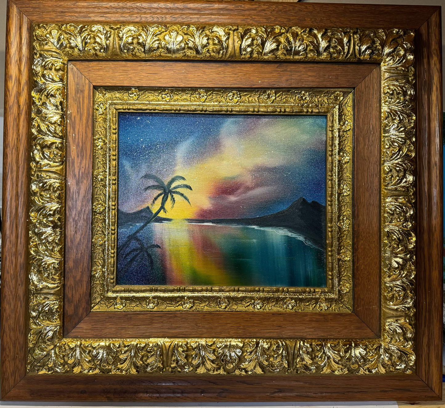 97 Galaxy beach 10x12 on canvas with heavy wood/gold frame